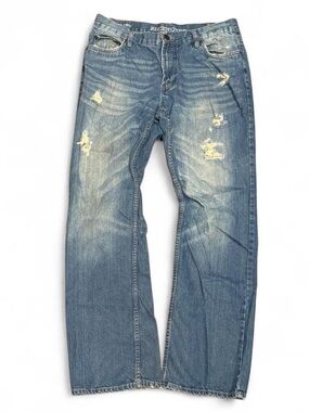 Y2K Bluenotes Acid Faded Distressed Straight Jeans